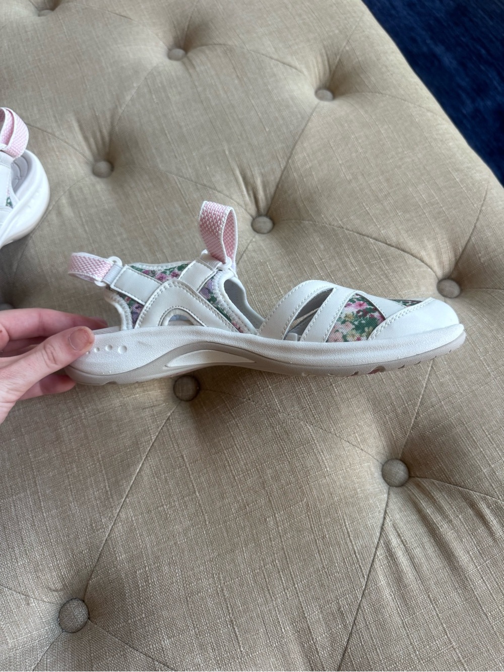 Asics White Floral Pink Accent Women’s Sandal Sneakers - Picture 3 of 4